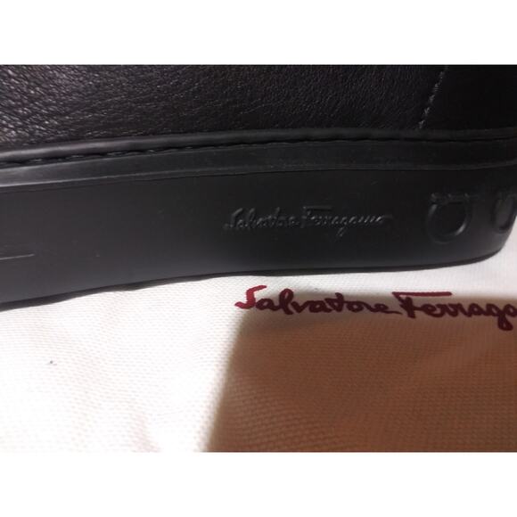 Salvatore Ferragamo Rebel Men\'s Leather Sneakers Size 6 M Us9 Black main image 9